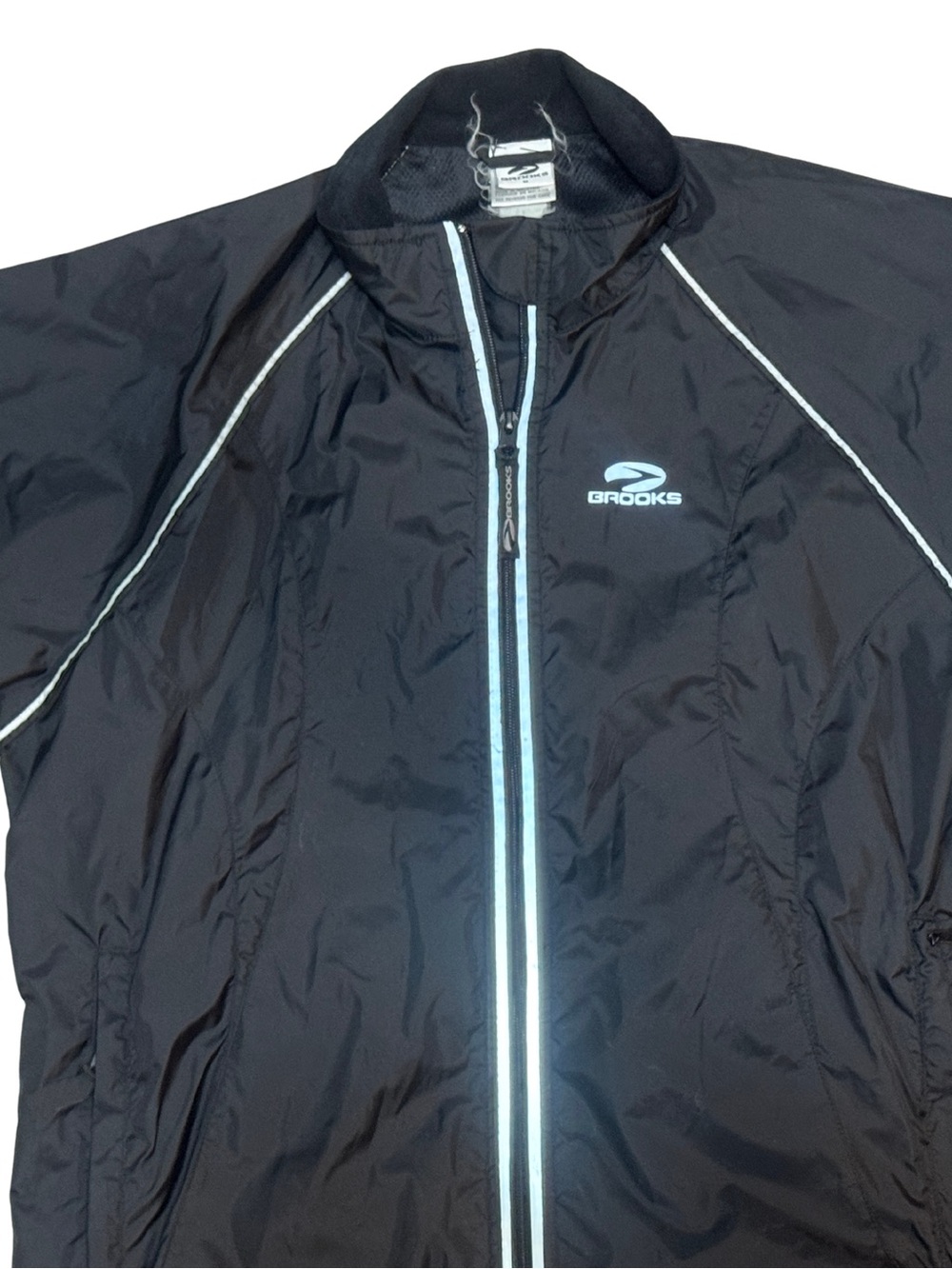Brooks Black Windbreaker with Reflective Trim